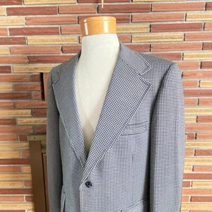 Mens 1970s Double Knit Polyester Sport Coat 42R Houndstooth - Picture 1 of 10
