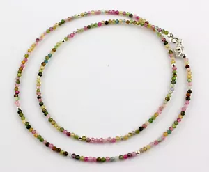 Tourmaline Necklace Precious Stone Facetted Ball Colourful Natural Noble Ca. - Picture 1 of 3