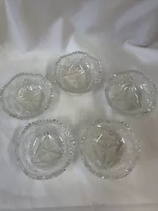 Vintage Lead Crystal Cut Glass Dessert Bowls 4 1/2”Wx1 3/4”H Set Of 5 Preowned - Picture 1 of 10