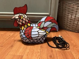 Vintage Stained Glass Chicken Rooster Lamp 12" X 9"  - Picture 1 of 13