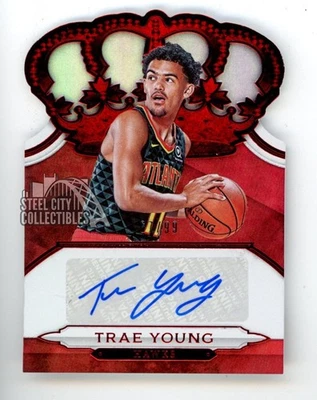 Trae Young 2018-19 Panini Crown Royale Red Autograph Rookie Card #CR-TYG 67/99 - Image 1 of 2