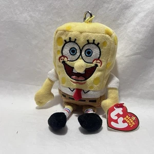 TY Beanie Baby SPONGEBOB Metal Key Clip 4” Nostalgic Keychain Stuffed Plush - Picture 1 of 3