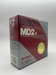 Rare disquette vintage Maxell MD2-D 5-1/4" paquet de 20 scellées neuve ancien stock - Photo 1/6