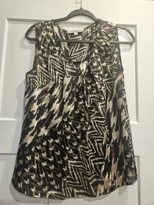 Womens Leopard Print Dressy Sleeveless Blouse Top By Kasper Size Medium EUC - Picture 1 of 2