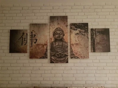 Large 5 Piece Buddha Panel Canvas Pictures Wall Art by Visario - Image 1 of 4