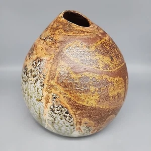 Studio Keramik Vase abstraktes Muster warm goldbraun hellbraun & grau Töne 8" hoch - Bild 1 von 7