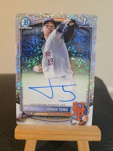 Bowman Jonah Tong 2025 cromo automático primera mota refractor #082/299 Mets dañado - Imagen 1 de 7