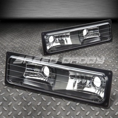PARA 88-98 GMC SIERRA K1500/K2500/K3500 PAR DE LUCES DE PARACHOQUES LENTE CRISTAL NEGRO Foto 1 de 2
