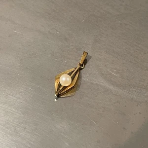 Vintage Gold & Pearl Set Lavalier Drop Pendant Gold Rolled - Picture 1 of 10