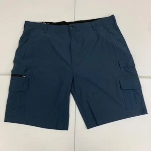 Iron Co Mens Stretch Tech Cargo Shorts Size 44 Pockets Navy Blue 11" Inseam - Picture 1 of 12