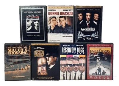 DVD Lot of 7 Mafia Gangster Movies GOODFELLAS Dogs BRASCO Millers 11 Disks Total - Image 1 of 4