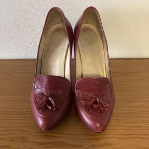 Christian Louboutin Pumps Heel Fringe Leather Red EU 37 From Japan 119814K Auth - Picture 1 of 24