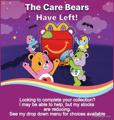 McDonalds Happy Meal 2025 HALLOWEEN CARE BEARS Boxed soft toys + book you choose - Image 1 of 4