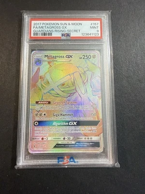 2017 POKEMON SUN & MOON GUARDIANS RISING SECRET #157 FULL ART/METAGROSS GX PSA 9 - Image 1 of 2