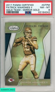 Patrick Mahomes II 2017 certificado por Panini Gold Team #GTPM ESPEJO DORADO PSA 8 RC - Imagen 1 de 3