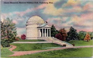Vicksburg National Military Park Illinois Memorial Linen Postcard Posted 1953 - Picture 1 of 2
