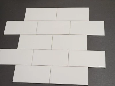 Lot of 12 DALTILE 3" x 6" Ceramic Subway Tiles - Bright White Glossy NOS NEW - Image 1 of 4