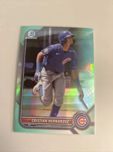 2022 Bowman Chrome Prospects Cristian Hernández Aqua Refractor 109/125 #Cubs - Imagen 1 de 2