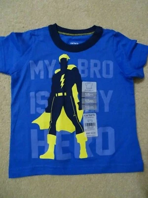 Carter's "My Bro is My Hero" T shirt-Size 18 months-Smoke/Pet-free-NWT - Image 1 of 3