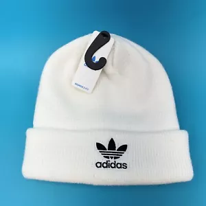 adidas Originals Trefoil Beanie Hat, White/Black Women One Size - Picture 1 of 5