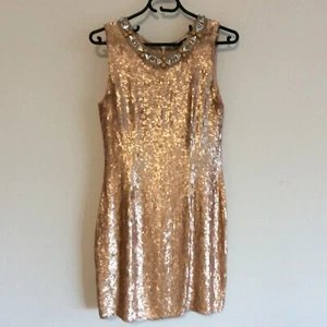 Rachel Gilbert Pale Gold Sequin dress - Picture 1 of 9