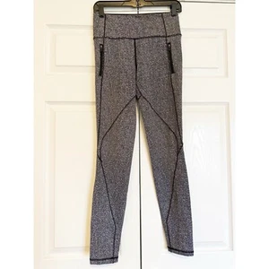 Lululemon schwarz weiß Leggings Yoga Training Reißverschluss Taschen Damen Größe 6 - Bild 1 von 8