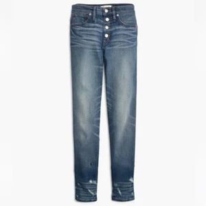 Madewell Slim Straight Jeans: Distressed Button-Front Edition Wellmoor Size 24 - Picture 1 of 15