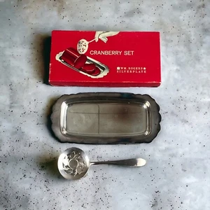 WM. Rogers Silverplate Cranberry Set Spoon & Plate Original Box  - Picture 1 of 10