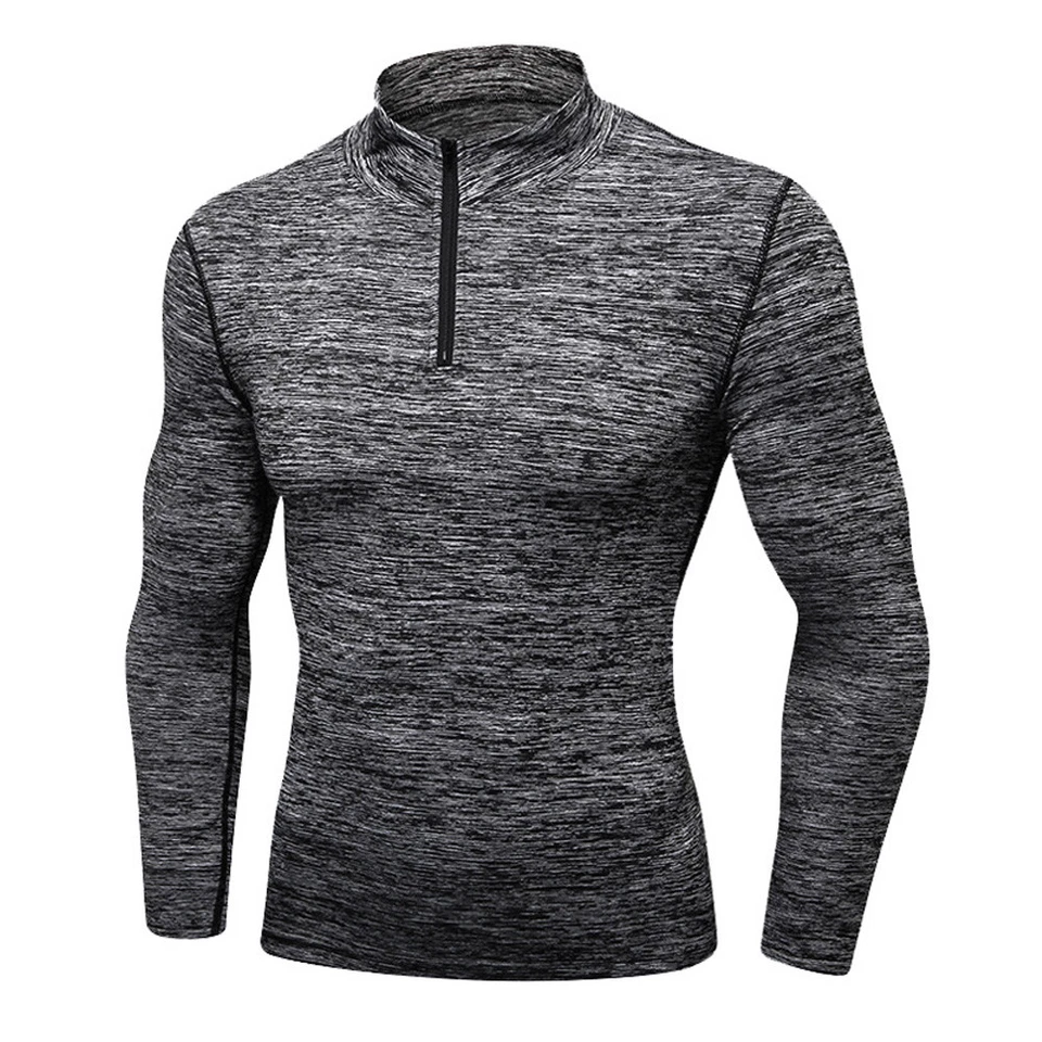 Hombres Manga Larga Cuello Soporte Terciopelo Deportes Prendas para el torso Fitness Elastizadas Sudadera Foto 1 de 4