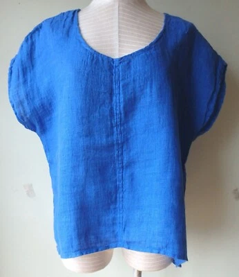 FLAX  Designs  Whisper Shirt   2G  NWOT  COBALT PANAMA - Image 1 of 4