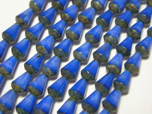 18 cuentas de lágrima facetadas de vidrio checo azul seda Picasso 8x5 mm - Imagen 1 de 1