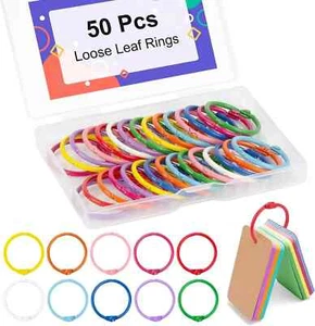 50Pcs Loose Leaf Binder Rings Binder Ring 1.2 Inch Colorful Rings for Index Card - Picture 1 of 5