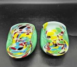 Lot/2 Vintage Mid-Century Murano Italien AVEM Tutti Fruiti Kunst Glas Schale 7" - Bild 1 von 10