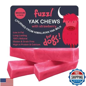 Yak Cheese Himalayan Dog Chews Strawberry 4 Pack Natural Dog Treats Milkbone - Picture 1 of 5