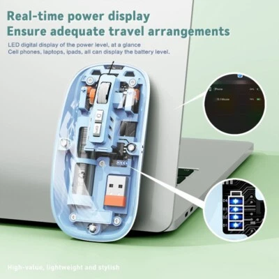 Stylish Transparent Mouse Adjustable 2400DPI Rechargeable Battery 3 Modes - Image 1 of 4