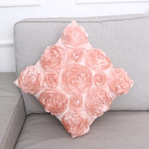 42 X42CM Rose Embroidered Pillow Cover Floral Cushions Flower Pillowcase - Picture 1 of 8