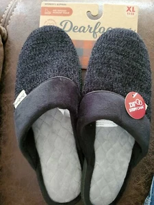 Dearfoams Women's Chenille Clog slippers with Quilted memory foam black 11/12 - Picture 1 of 2