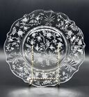 Vintage Fostoria Chintz Etched Clear Baroque Elegant Glass Dinner Plate 9.5”