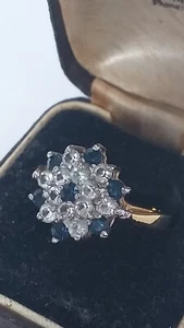 Antique Vintage 1920-s 9 Ct Rolled Gold Sapphires Ring Size UK N, US 6 3/4 - Picture 1 of 10