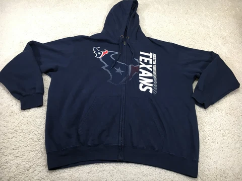 Houston Texans Sweater Mens 2XL XXL Blue Jacket Full Zip Hoodie Football Logo Cover