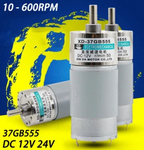15W DC 12V 24V Reducer Gear Motor 10 - 600RPM Slow Speed Gearboxes Motor 37GB555 - Picture 1 of 9