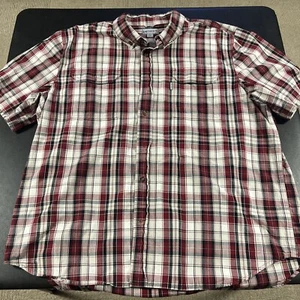 CARHARTT Men's Relaxed Fit Red Plaid Chest Pocket Short Sleeve Shirt Size 2XL - Picture 1 of 4