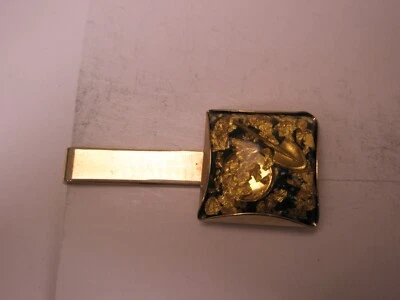 Herramientas de minería de oro pala panorámica escamas en acrílico tono dorado clip de barra de corbata vintage Foto 1 de 4