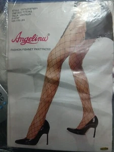 Angelina Fashion Fishnet Pantyhose OSFA  Black, Up To 175lb & 5'10" - Picture 1 of 5