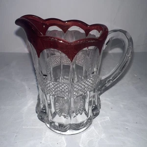 EAPG US Maiden's Blush gebändert Virginia Glas Milchkännchen c.1850-1890 Master Berry - Bild 1 von 11