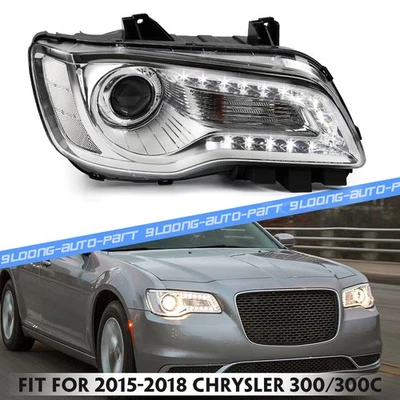 Passenger For 2015-2023 Chrysler 300 Chrome Halogen LED DRL Projector Foto 1 de 4