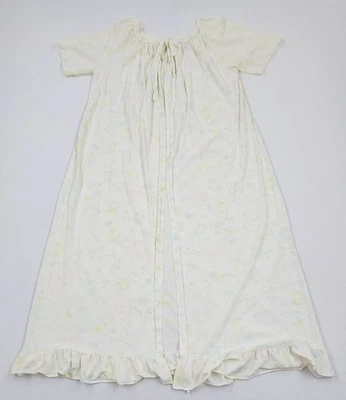 Vtg 60s 70s Ivory Yellow Floral Peignoir Robe Gown  Ruffle USA MADE - Image 1 of 4