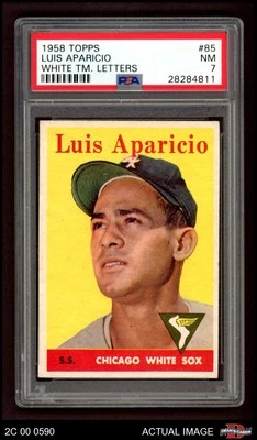 1958 Topps #85 Luis Aparicio WT White Sox HOF COMMON VARIATION PSA 7 - NM - Image 1 of 2