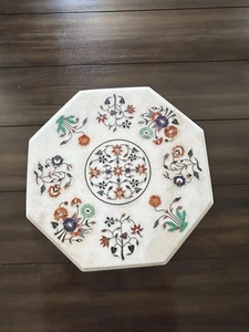 Marble side coffee Tabletop handmade inlay. 17" Please See Pictures Closely - Picture 1 of 15