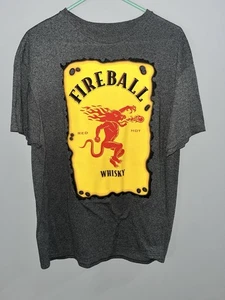 Fireball Cinnamon Whisky Promo T-Shirt Red Hot Classic Logo Size L Short Sleeve - Picture 1 of 5